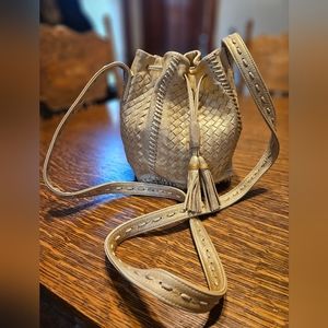 JAY HERBERT BY SHARIF GOLD BUCKET BAG 8"x8"x9"
